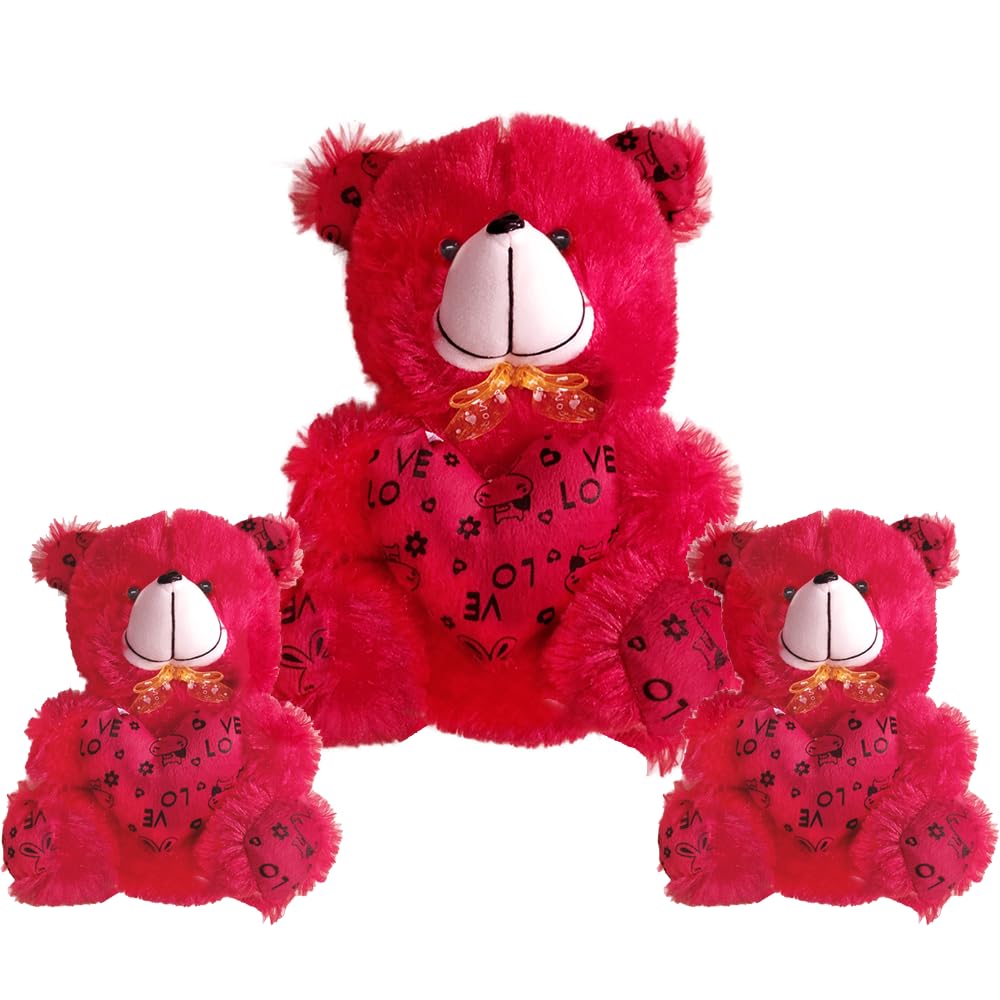 ぬいぐるみ HONG-KONG BEAR ROMANTIC CHERRY RED28 Buy trendller red Teddy Bear Combo 1 Large 13 inch and 2 Small 6